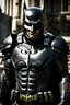 Placeholder: Batman in futuristic power armor, photograph