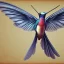 Placeholder: white, red and blue 3d cute colibri bird flying