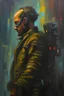 Placeholder: man, cyberpunk, oil painting,