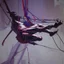 Placeholder: Minimal abstract oil painting of a falling person limbs sinew twisted .triadic colour. Amongst concrete fragments brutalist architecture and hanging wires illuminated at night. In the style of Justin Mortimer and Phil Hale and Ashley Wood