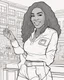 Placeholder: coloring page for teens, simple outlines art, cartoon style, outline drawing, bold outlines, clean and clear outlines, no tones color, no color, no detailed art, art full view, wide angle, white background, Serena Williams