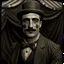 Placeholder: 1920s crazy male circus performer portrait grimdark realistic