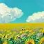 Placeholder: above a field of sunflowers the Milky Way curves in a summer sky digital art