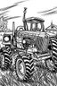 Placeholder: Outline art, no shading, tractor vehicle , cartoon style, black and white, low detail, --ar 9:11