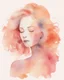 Placeholder: middle agу woman silhouette and hair watercolor draw peach pastel colors