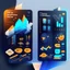 Placeholder: Design a visually engaging splash screen For ios/android app that represents the concept of social trading and showcases your brand identity. Consider incorporating elements like trading charts, financial symbols, or people connecting. Use Vector