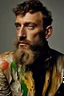 Placeholder: George Baselitz handsome bearded guys StarWars Brotherhood play fashion catwalk in portrait studio, detail faces and body parts, total colored bodies-paint futuristic candid photo shoot