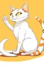 Placeholder: Cartoon orange white cat stretching