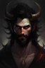 Placeholder: Beard, dark hair, demon prince, horns, handsome, mysterious