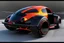 Placeholder: arachnid f-117-jet vw-beetle genetically spliced hybrid, black red and orange,