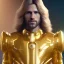 Placeholder: beautiful cosmic golden male, long hair, nice smiling, delicate colors, beautiful glamour galactic golden dress, ultra sharp focus, 8k, unreal engine 5, extremely sharp detail, light effect, soft light atmosphere of a spaceship, smooth, full of details, face in front, complete vision of face and body