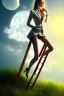 Placeholder:  woman on the ladder above clouds