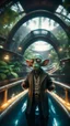 Placeholder: fish-eye of furry hairy pimp rocker priest alien on boat bridge over water slide in dark lit reflective wet jungle metallic hall dome hotel tunnel, in the style of fallout 4 game,bokeh like f/0.8, tilt-shift lens 8k, high detail, smooth render, down-light, unreal engine, prize winning