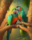 Placeholder: Parrot birds on the date tree