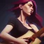 Placeholder: a painting of a woman playing a guitar, a fine art painting by David Donaldson, deviantart, figurative art, behance hd, deviantart, artwork