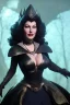 Placeholder: Ava Gardner as evil queen in black leather, busty, cleavage, curvy, angry, stern look. character design by cory loftis, fenghua zhong, ryohei hase, ismail inceoglu and ruan jia. unreal engine 5, artistic lighting, highly detailed, photorealistic, fantasy