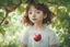 Placeholder: portrait of under an apple tree in summer. like studio ghibli