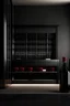 Placeholder: minimal interior design, with wine display and red and black interior