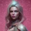 Placeholder: A portrait of a crystalised queen, atmospheric, realistic, unreal engine, cinematic lighting, octane render, transparent, pink turquoise light, long blond hair, pink lips, extremely sharp detail, finely tuned detail, ultra high definition, 8 k, unreal engine 5, ultra sharp focus, accurate sword wings, positive smile, highlight luminous suit blue and pink