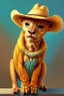 Placeholder: Portrait of a cute camelion with a cowboy hat. Gibly style