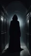 Placeholder: a black hooded shadow standing alone in a sleepless night inside a dark train in a delusional state haunted by ghostly images, paint it in the baroque style, as if the man is horrified