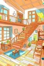 Placeholder: House interior design, cartoon style, thick lines, low details, --ar 9:11