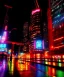 Placeholder: 3D, beautiful, light reflecting, empty city, midnight, rainy night, neon, cyberpunk,