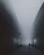 Placeholder: Dark street life creepy fog colours strong texture ombre insensate nightmare 8k artistic Photography volumetric light, Yves Tanguy