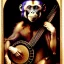 Placeholder: scratchart by albrecht durer of a bonobo playing a banjo, strings