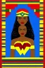 Placeholder: wonder woman in Kente costume portrait, cinematic, ghana colours, african pattern, engraved, high detail