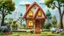 Placeholder: Make a cartoon village make a beautiful small house inside house