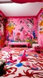Placeholder: A pink realm with fairies made out of wool painted by Henri Matisse