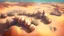 Placeholder: desert city from above, wind generators, retro futuristic