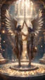 Placeholder: sacred geometry, Harut and Marut are a pair of nephilim angels hanging upside down inside the well. They are said to tempt humans by teaching them the arts of sorcery, bokeh like f/0.8, tilt-shift lens 8k, high detail, smooth render, down-light, unreal engine, prize winning