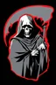 Placeholder: Grim-Reaper vignette, black and white vector with a red outline, and black backdground