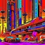 Placeholder: cyberpunk retro futuristic for comics from far away in orange