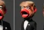 Placeholder: Angry muppet trump, nose, in suit, eyebrows, spray tan mad