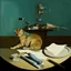 Placeholder: UN conference.a cat and human flesh-like surgical instruments and universe-like a pigeon and neuralink, surrealism,minimalism,Painting By Adrian Ghenie, Rene Magritte, Salvador Dali, Lucian Freud