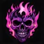 Placeholder: A cartoon-style Skull, pink and purple flames on the side, black background