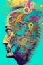 Placeholder: "Chaos Is Our Mental State"; Side Profile Of A Human Head Full Of A Chaotic Whirlwind Of Faces, Symbols, Words, And Products; Pop Art; Surrealism; Salvador Dali, Alex Pardee, Insanely Detailed; Intricate; Award-Winning; Bright Pastels