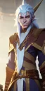 Placeholder: Dungeons and dragons character, wizard elf male, high detail, High definition, long white hair, wizard robe, joyful happy expression