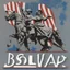 Placeholder: The text "Bolivar appreciates its veterans" with some blue stars and an American flag and a silhouette of a soldier. None of the components of the image should look plastic.