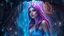 Placeholder: A fantasy digital painting of a goddess-like beautiful woman under a glowing, bioluminescent waterfall. The magical, blue and purple water flows over her head as if blessing her. She has long flowing hair and an ethereal, powerful expression. The surrounding cave is filled with glowing crystals and magical flora. Epic composition, dramatic lighting, vibrant colors, highly detailed.