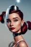 Placeholder: Audrey Hepburn as Harley Quinn Photorealistic dramatic hyperrealistic criyng clown paint ,Crystal black eyes, elegant, by WLOP,Artgerm,Greg Rutkowski, Beautiful dynamic,shadows,Artstation,concept design art,Octane render,8K