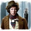 Placeholder: slenderman as tom baker fourth doctor who wearing scarf silence smoking pipe