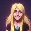 Placeholder: Portrait of a smiling 10 year old witch girl with blonde bangs