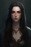 Placeholder: portrait of a 25 year old female antagonist, she is beautiful and has long dark hair, her appearance is like a greek goddess