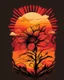 Placeholder: retro sunset flower for T-Shirt design