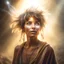 Placeholder: portrait of brown hippie pixie hovering in the underground grove sparkling light dust, in the style of dali, 8k, down-light, soft light, depth of field, photo realism, trending on art station, high detail, smoke and fog