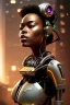 Placeholder: portrait,beautiful african robot, post-apocalyptic in a cyberpunk city, realistic, intriacte detail, sci-fi fantasy style, volumetric lighting, particales,highly detailed,cinamatic, deep colours,8k